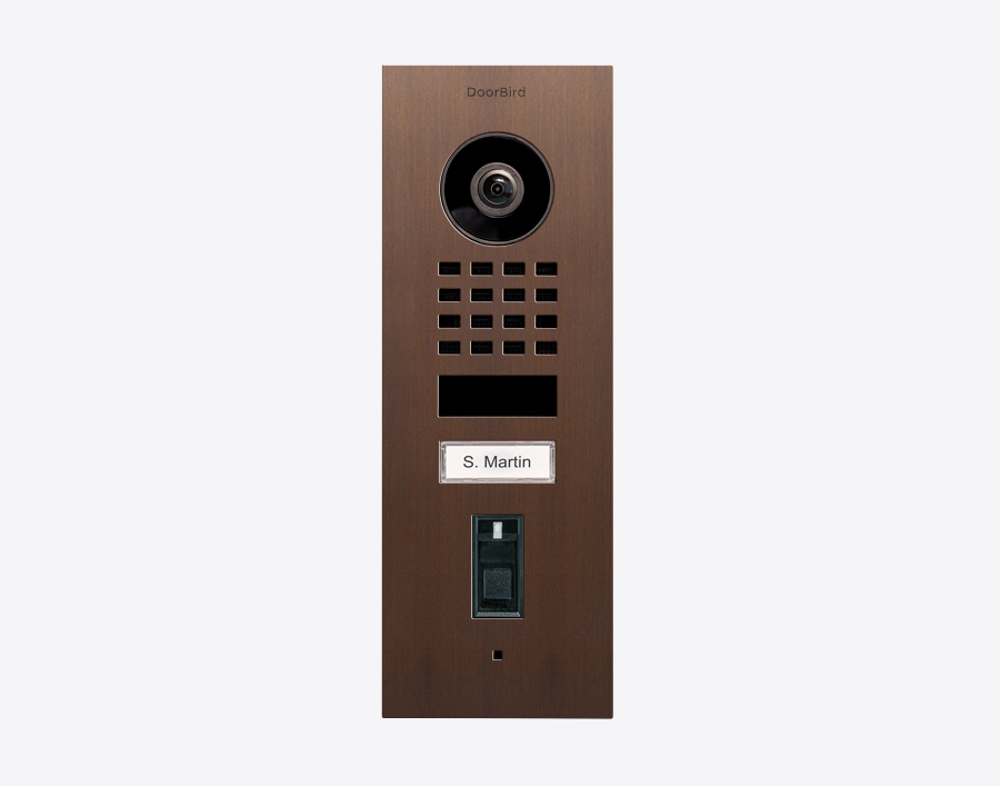 Doorbird D1101FV-F, FINGERPRINT 50 FLUSH-MOUNT IP VIDEO DOOR STATION, Architectural bronze, Part# 423873513