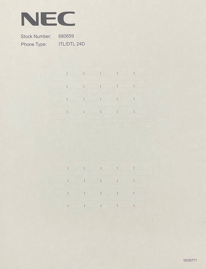 NEC UNIVERGE DESI Laser Labels for the ITL-24D / DTL-24D Stock# 680659 Part# Q24-FR000000113048 NEW