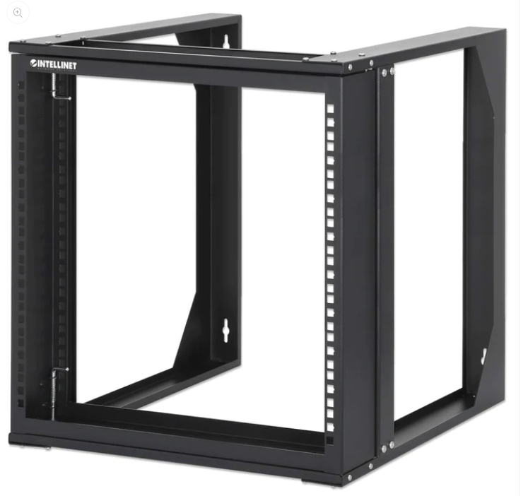 Intellinet 19" IOFR-2PWM-9U, Wall Mount Open Frame Network Rack, 9U, Front-hinged Swing Frame, Part# 716185