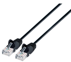 Intellinet IEC-C6A-BK-1-SLIM, Cat6a UTP Slim Network Patch Cable, Copper, 30 AWG, RJ45, 1ft (.3m), Black, Part# 743891
