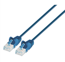 Intellinet IEC-C6A-BL-7-SLIM, Cat6a UTP Slim Network Patch Cable, Copper, 30 AWG, RJ45, 7ft (2m), Blue, Part# 743976