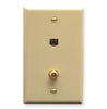 ICC WALL PLATE, VOICE 6P6C & F-TYPE, IVORY Stock# IC630E6GIV