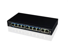 Syncom 8 Port Industrial Grade Fast Ethernet PoE Switch with 2 Port Gigabit Uplinks, Stock# KA-FG10P-120SX