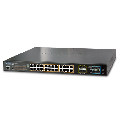 Planet L2+ 24-Port 10/100/1000T 802.3at PoE + 2-Port 10G SFP+ Stackable Managed Switch / 440W, Stock# PN-SGS-5220-24P2X