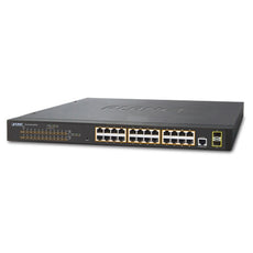 PLANET GS-4210-24P2S IPv4, 24-Port Managed 802.3at POE+ Gigabit Ethernet Switch + 2-Port 100/1000X SFP (300W), Stock# GS-4210-24P2S