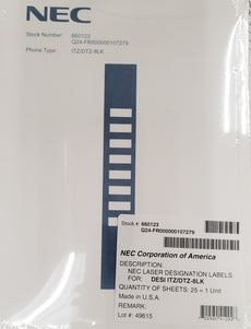 NEC DESI Laser Labels for the ITL-8LK / DTL-8LK Stock# 660123  Part# Q24-FR000000107279 - NEW