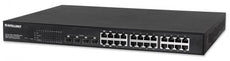 INTELLINET 560900 24-Port Gigabit Ethernet PoE+ Web-Managed Switch with 4 SFP Combo Ports, Stock# 560900