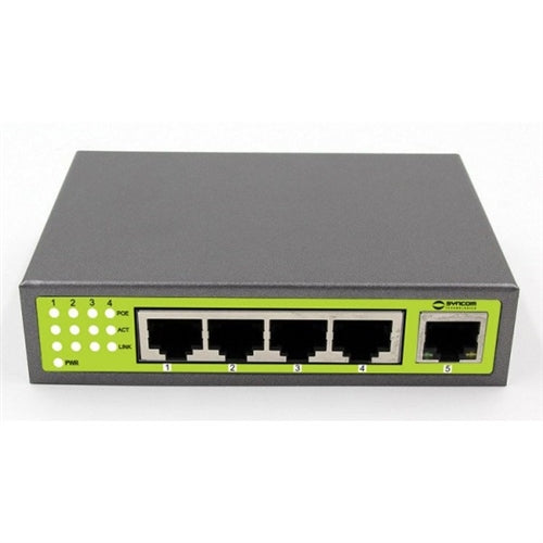 Syncom CA-G5P-65X 4 Port Gigabit PoE Switch with 1 port Gigabit Uplink, Stock# CA-G5P-65X