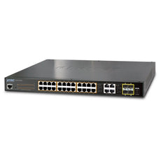Planet 24-Port 10/100/1000T 802.3at PoE + 4-Port Gigabit TP/SFP Combo Managed Switch, Stock# PN-GS-4210-24P4C
