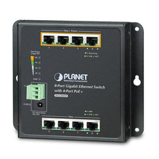 Planet 8-Port 10/100/1000T Wall Mounted Gigabit Ethernet Switch with 4-Port PoE+, Stock# PN-WGS-804HP
