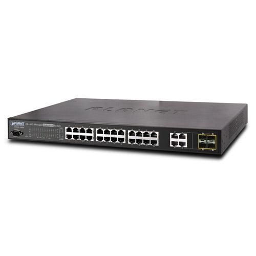 PLANET IGSW-2840 IP30 19" Rack Mountable Industrial Ethernet Switch, 24*100TX + 4*1000TP/SFP (-30 - 75 C), Stock# IGSW-2840