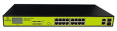 Syncom CMA-FG18P-330LX 16 Port Fast Ethernet PoE Switch with 2 Gigabit Combo Uplink Ports, LCD Display, Stock# CMA-FG18P-330LX