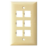 Suttle 6-Port Faceplate, Single Gang, Smooth Finish