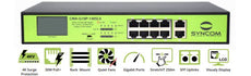 Syncom CMA-G10P-140SLX 8 Port Unmanaged Gigabit Ethernet Switch with 2 Uplink Ports, Stock# CMA-G10P-140SLX