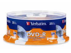 96191 - Verbatim Americas Llc Dvd-r 4.7gb 16x White Inkjet Printable, Hub Printable - 25pk Spindle - Verbatim Americas Llc