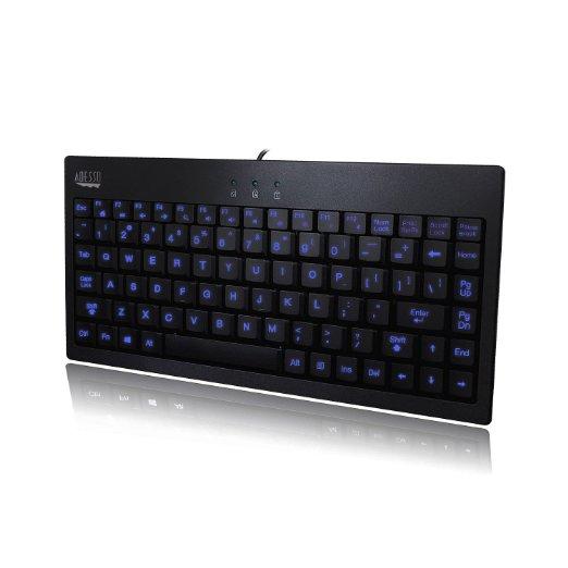 AKB-110EB - Adesso Slimtouch 110 - 3-color Illuminated Mini Keyboard - Adesso
