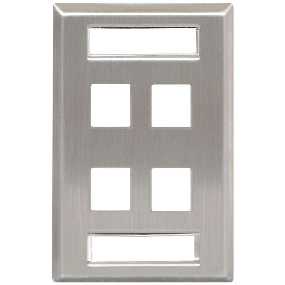 ICC Faceplate- Id- Stainless- 1-Gang- 4-Port Part# ICC-IC107S04SS