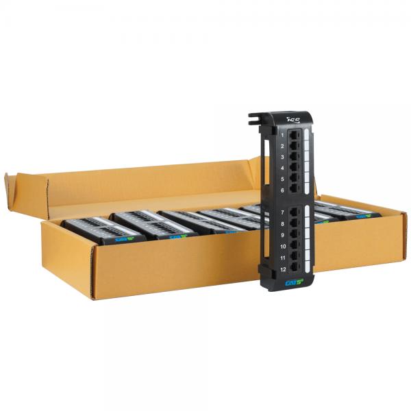 Patch Panel- Vert- Cat 5e- 12-port- 6pk