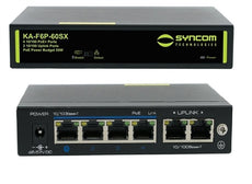 Syncom KA-F6P-60SX 4 Port Fast Ethernet PoE Switch with 2 Port Fast Ethernet Uplinks, Stock# KA-F6P-60SX