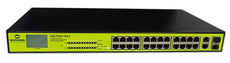 Syncom CMA-FG26P-420LX 24 Port Fast Ethernet PoE Switch with 2 Gigabit Combo Uplink Ports, LCD Display, Stock# CMA-FG26P-420LX