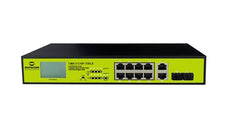 Syncom CMA-FG10P-150LX 8 Port Fast Ethernet PoE Switch with 2 Port Gigabit Combo Uplinks. LED Display, Stock# CMA-FG10P-150LX
