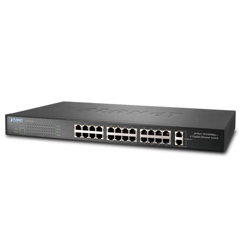 PLANET FGSW-2620 24-Port 10/100Base-TX + 2-Port 10/100/1000Base-T Gigabit Switch, Stock# FGSW-2620