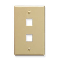 ICC FACEPLATE, FLAT, 1-GANG, 2-PORT, IVORY Stock# IC107F02IV