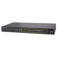 PLANET GS-5220-16S8C L2+ 24-Port 100/1000X SFP with 8 Shared TP Managed Switches, with Hardware Layer3 IPv4/IPv6 Static Routing, Stock# GS-5220-16S8C