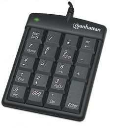 Manhattan MKB-N1, Numeric Keypad, USB, Wired, 18 Full-Size Keys, Black, Stock# 176354
