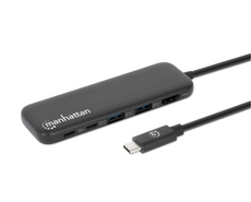 Manhattan USB-C Docking Station with 100 W PD / 4K HDMI 5-in-1 Multiport USB Hub, Part# 130721