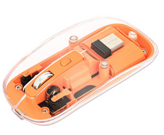 Manhattan Transparent Wireless Optical USB Mouse, Clear, Orange, Part# 190282