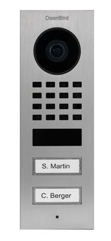 DoorBird D1102V-S, Surface Mount, IP Video Door Station D1102V Surface-mount, stainless steel V2A, brushed, 2 call buttons, incl. surface-mounting housing, Part# 423866768