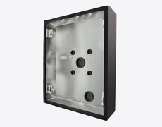 DoorBird D21xKH surface-mounting housing (backbox), Stainless steel V4A, brushed, PVD coating with titanium-finish, Part# 423867802