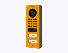 Doorbird D1102V-S, SURFACE-MOUNT IP VIDEO DOOR STATION, RAL 1037, stainless steel, powder-coated, semi-gloss, Part# 423878525