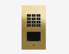 Doorbird A1121-F, FLUSH-MOUNT IP ACCESS CONTROL DEVICE, Brass-finish as PVD coating, stainless steel V4A, high-gloss polished, Part# 423893658