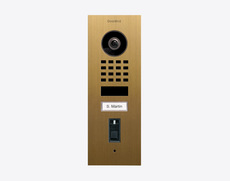Doorbird D1101FV-F, FINGERPRINT 50 FLUSH-MOUNT IP VIDEO DOOR STATION, Gold-finish as PVD coating, stainless steel, brushed, Part# 423894877