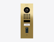 Doorbird D1101FV-F, FINGERPRINT 50 FLUSH-MOUNT IP VIDEO DOOR STATION, Brass-finish as PVD coating, stainless steel V4A, high-gloss polished, Part# 423894884
