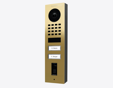 Doorbird D1102FV-S, FINGERPRINT 50 SURFACE-MOUNT IP VIDEO DOOR STATION, Brass-finish as PVD coating, stainless steel V4A, high-gloss polished, Part# 423895065