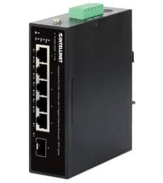 Intellinet Industrial 6-Port PoE+ Switch with 5 Gigabit Ethernet Ports and 1 SFP Uplink, IIS-5G01POE-120W, Part# 509558