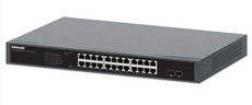 Intellinet 24-Port Gigabit Ethernet PoE+ Switch with 2 SFP Ports, IPS-24G02-370WB, Part# 561907