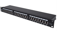 Intellinet Cat6a Shielded Patch Panel, 24-Port Patch Panel, IU, IPP-19C6A24-1UFTP-90, Part# 720861
