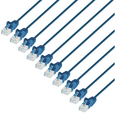Intellinet IEC-C6-BL-7-SLIM-10P, Cat6 U/UTP Slim Network Patch Cable, 7 ft., Blue, 10-Pack, Part# 742542