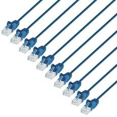 Intellinet IEC-C6-BL-14-SLIM-10P, Cat6 U/UTP Slim Network Patch Cable, 14 ft., Blue, 10-Pack, Part# 742566