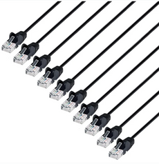 Intellinet IEC-C6-BK-1.5-SLIM-10P, Cat6 U/UTP Slim Network Patch Cable, 1.5 ft., Black, 10-Pack, Part# 742573