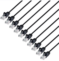 Intellinet IEC-C6-BK-10-SLIM-10P, 10Cat6 U/UTP Slim Network Patch Cable, 10 ft., Black, 10-Pack, Part# 742610