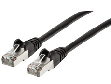 Intellinet IEC-C6AS-BK-50, Cat6a S/FTP Patch Cable, 50 ft., Black, Copper, 26 AWG, RJ45, 50 Micron Connectors, Part# 742689