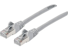 Intellinet IEC-C6AS-GY-3, Cat6a S/FTP Patch Cable, 3 ft., Gray, Copper, 26 AWG, RJ45, 50 Micron Connectors, Part# 743136
