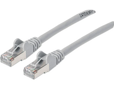 Intellinet IEC-C6AS-GY-14, Cat6a S/FTP Patch Cable, 14 ft., Gray, Copper, 26 AWG, RJ45, 50 Micron Connectors, Part# 743174