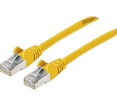 Intellinet IEC-C6AS-YLW-7, Cat6a S/FTP Patch Cable, 7 ft., Yellow, Copper, 26 AWG, RJ45, 50 Micron Connectors, Part# 743297