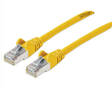 Intellinet IEC-C6AS-YLW-14, Cat6a S/FTP Patch Cable, 14 ft., Yellow, Copper, 26 AWG, RJ45, 50 Micron Connectors, Part# 743310